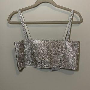 12th Tribe Shira Silver Rhinestone Crop Top
